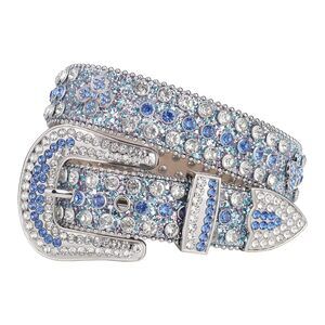 9255 Four Leaves Rhinestone Belts For Men Women Western Punk Rock Diamond